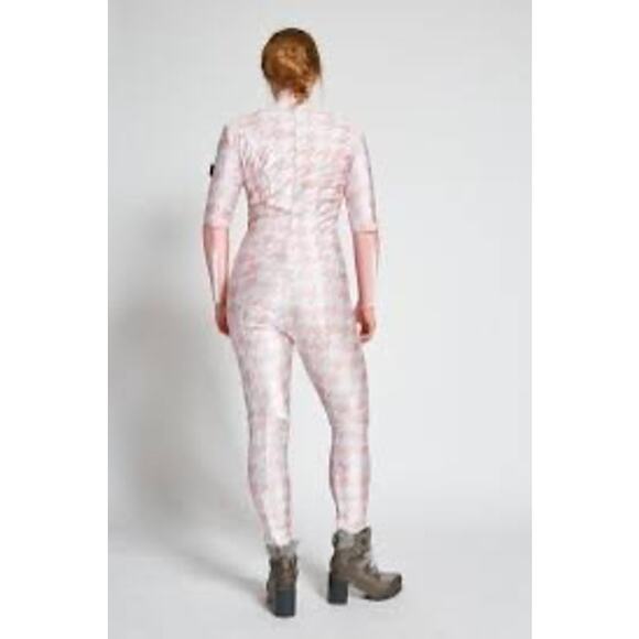 Racysuits Women's 1 Piece Ski Racing Suit in Pink/White Houndstooth Size S - Picture 3 of 9